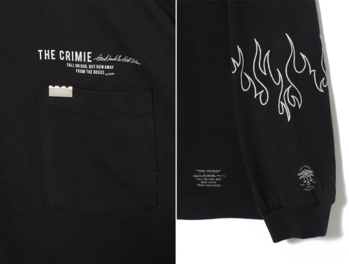 他の写真3: CRIMIE クライミー ファイヤー刺繍 ポケット付き ロングスリーブ Tシャツ BLK