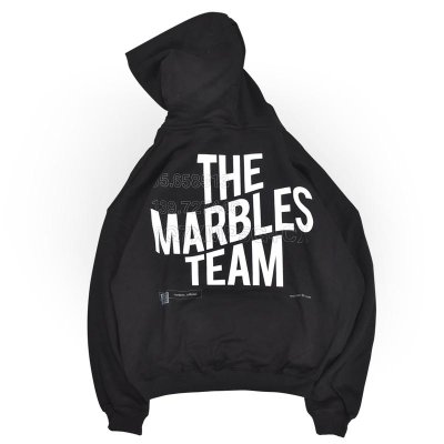 画像1: Marbles マーブルズ "THE MARBLES TEAM" 16oz ビッグシルエットパーカー BLK