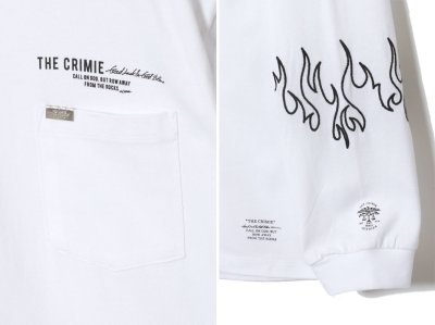 画像3: CRIMIE クライミー ファイヤー刺繍 ポケット付き ロングスリーブ Tシャツ WHT